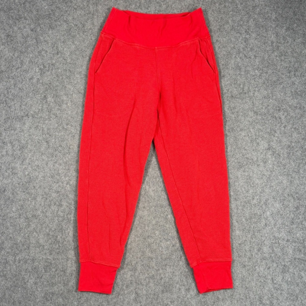Athleta Cardinal Red Coaster Luxe Waffle Knit Jogger Pants Women's Size Small